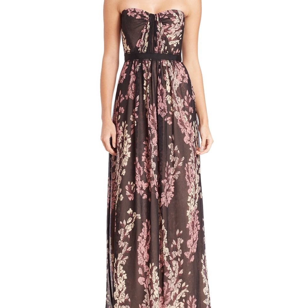 BCBG Amber Strapless Floral Gown